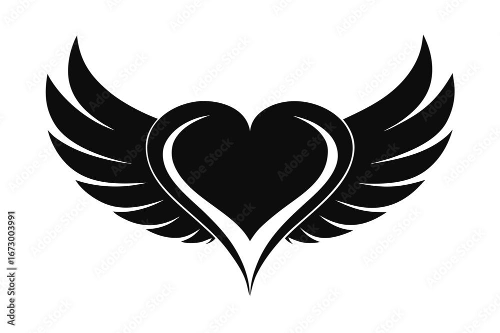 Fototapeta premium Winged heart flying symbol of love and romance