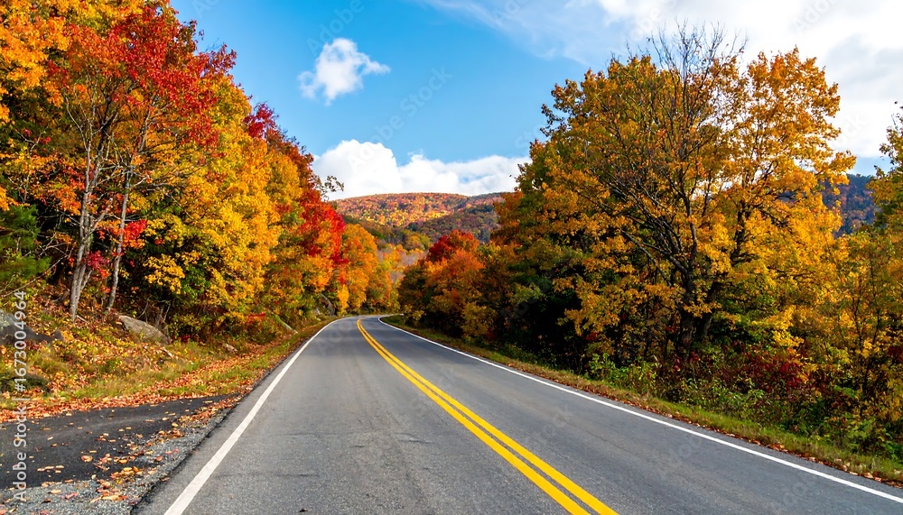 Fototapeta premium Autumn road through colorful forest