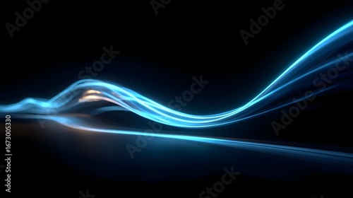 Blue light wave on black background