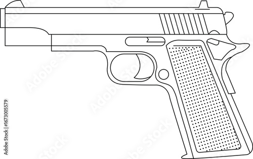 vector illustration of a pistol line art