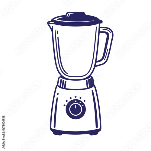 Hand drawn illustration of a modern kitchen blender isolated on a white background