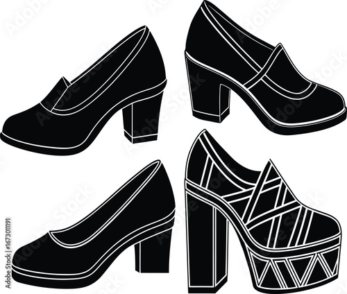  casual-block-heel-shoes--modern-flat-vector
