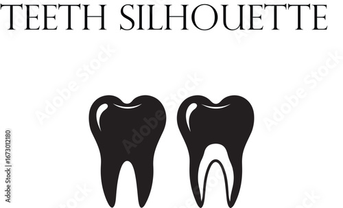 Two teeth icons in black and white illustration | editable eps