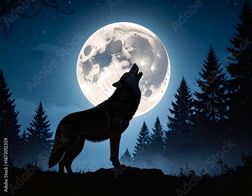 wolf howling at the moon