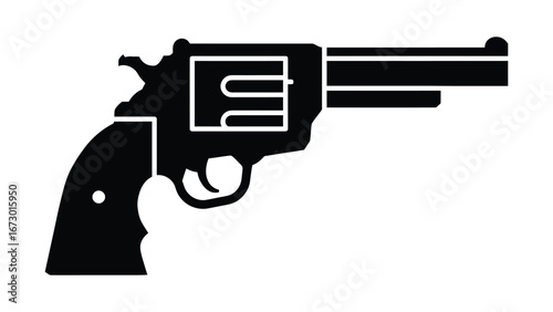 Classic revolver A vintage firearm design illustration in black and white, ideal for historical or security themes