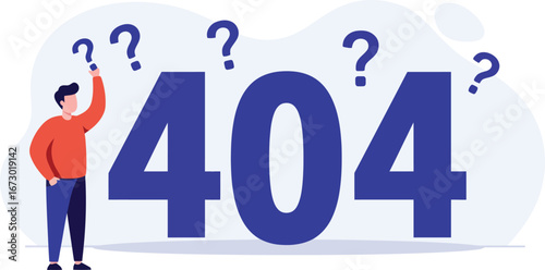 A Person Confronted by a 404 Error Page with Question Marks.