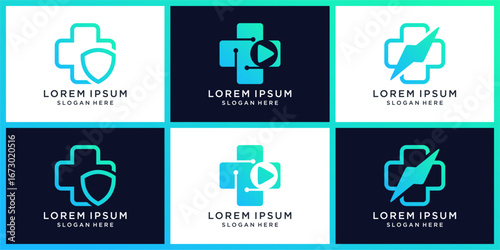 Medical cross logo design set