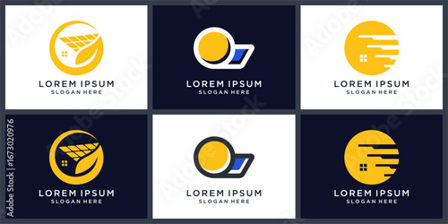 Unique photovoltaic logo design set