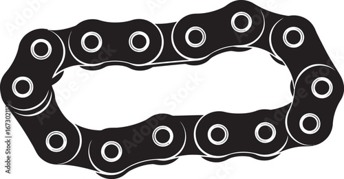 Flat black motorcycle chain silhouette vector icon on transparent background