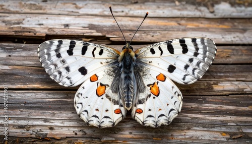 Stunning Butterfly Displaying Unique Markings on Rustic Wood Surface