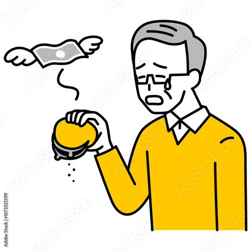 金欠で嘆く年配の男性