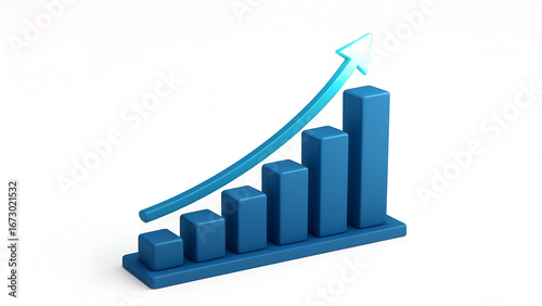 Free Download 3D Bar Chart with Upward Glowing Arrow on White Background - GFXLoad