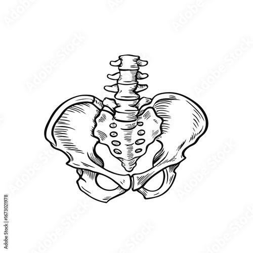 Human pelvis and spine anatomical illustration anatomy bones