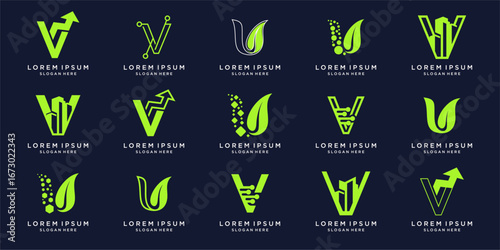 Letter V logo design set