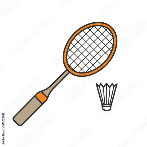 Badminton racket and shuttlecock sport game
