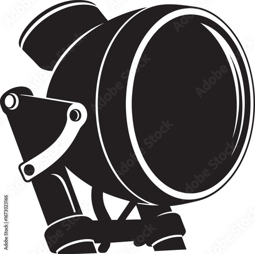 Flat black motorcycle headlight silhouette icon vector on transparent background
