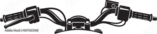 Flat black motorcycle handlebar silhouette icon vector on transparent background