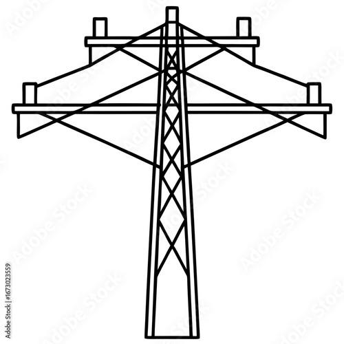Power line tower in simple line drawing