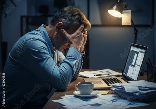 Stressed Business Man Struggling with Work Overload