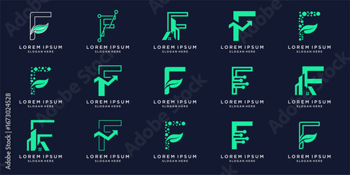 Letter F logo design set template