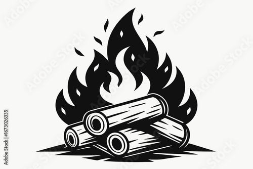 Vector illustration of fire flames with orange burning and hot fiery design icon
