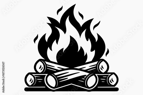 Fire truck vector illustration with flames and burning fire icon
