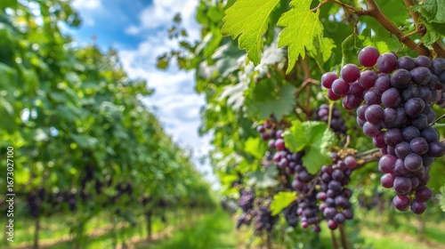 Wallpaper Mural In the grape plantation, rows of ripe grapes on the vines are very full under natural light Torontodigital.ca