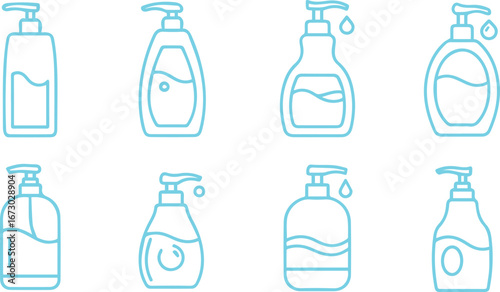 collection of soap and lotion bottle silhouettes, perfect for beauty, hygiene, and personal care designs