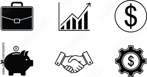 business and finance icons set a collection of symbols representing investment, growth, and financial success
