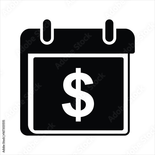 Financial calendar icon for payment schedules, deadlines, and salary day concepts, essential for managing monetary transactions and fiscal planning