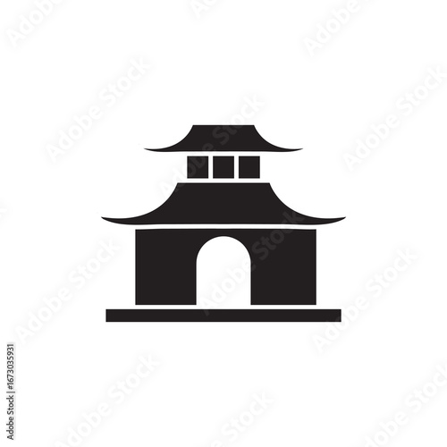Chinese temple vector logo vector flat black simple trendy style illustration for web and app..eps