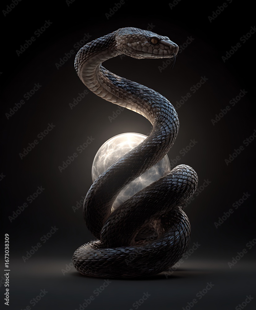 Fototapeta premium The poisonous snake and the crystal ball