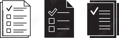 Three stylized checklists with completed tasks and blank items