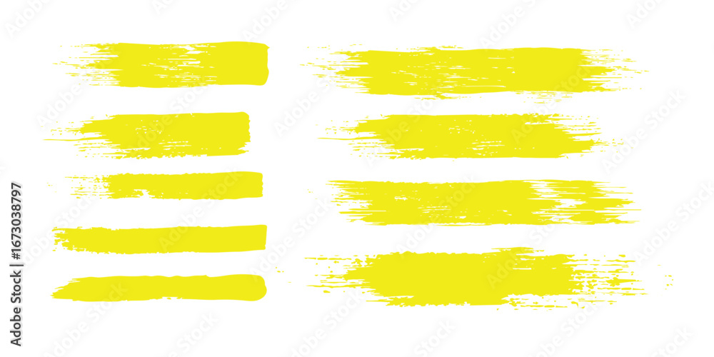 Obraz premium Vector highlighter brush lines. Marker pen highlight underline strokes. Yellow watercolor hand drawn modern