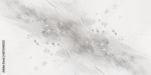 Abstract design with scattered gray splashes and thin, sweeping lines on a light background.