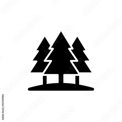 Growing trees icon. Simple solid style. Wild forests, park cultivation, nature area protection, landscape, garden, reforestation concept. Silhouette, glyph symbol. Vector isolated design