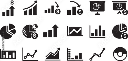 Collection of financial growth and data analysis icons