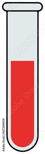 Illustration of a test tube containing a red liquid, commonly used in scientific experiments.