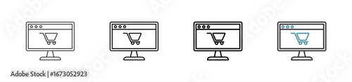 Outline style online shopping icon set. Available various sizes