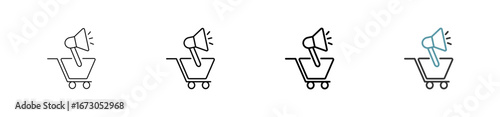 Outline style advertising icon set. Available various sizes
