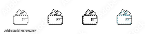 Outline style wallet icon set. Available various sizes