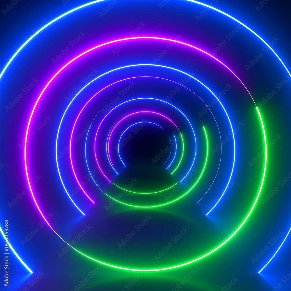 Obraz premium Neon circles tunnel