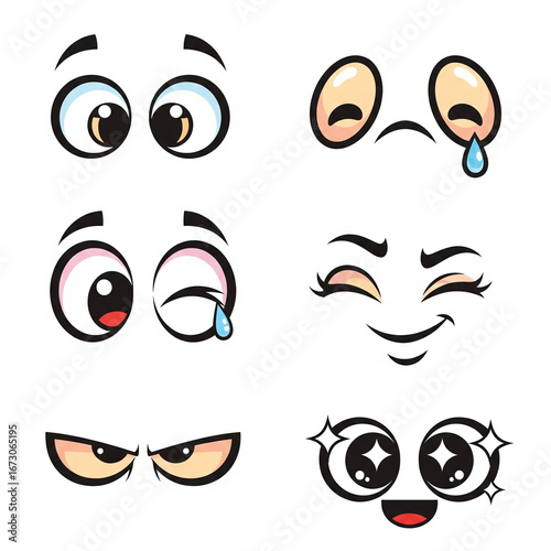 Expressive cartoon eyes illustration set for character design