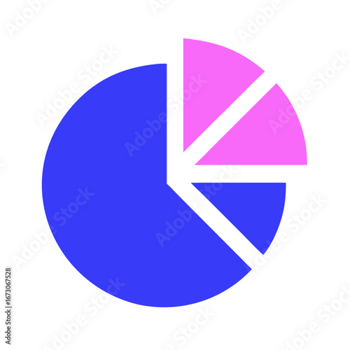 Blue and Pink Pie Chart Icon - Data Statistics and Analytics Graph, Business and Finance Report Visualization