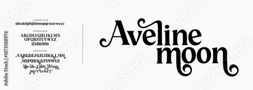 Elegant Fonts, Uppercase, Lowercase, and Numbers. Minimalist Fashion Design with Classic Letters. Typography, modern serif fonts, regular decorative vintage concepts. Fantasy illustrations, fairy tale