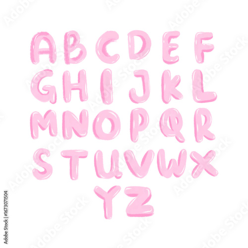 Pink Bubble Alphabet Set A-Z | Cute Hand Drawn Letters
