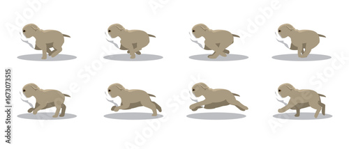 Bulldog Running Side Cartoon Animation Frame Vector