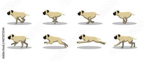 Mastiff Running Side Cartoon Animation Frame Vector
