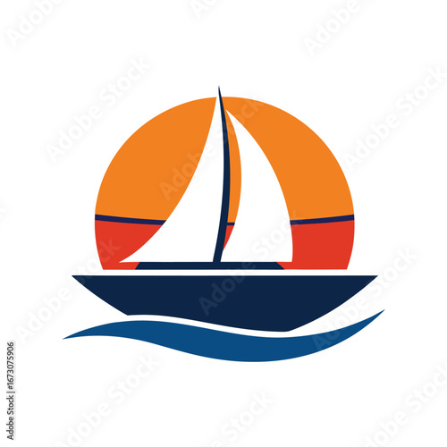  sailboat sunset logo vector