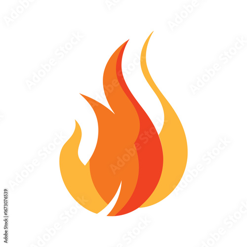 stylized flame with gradient edges white background